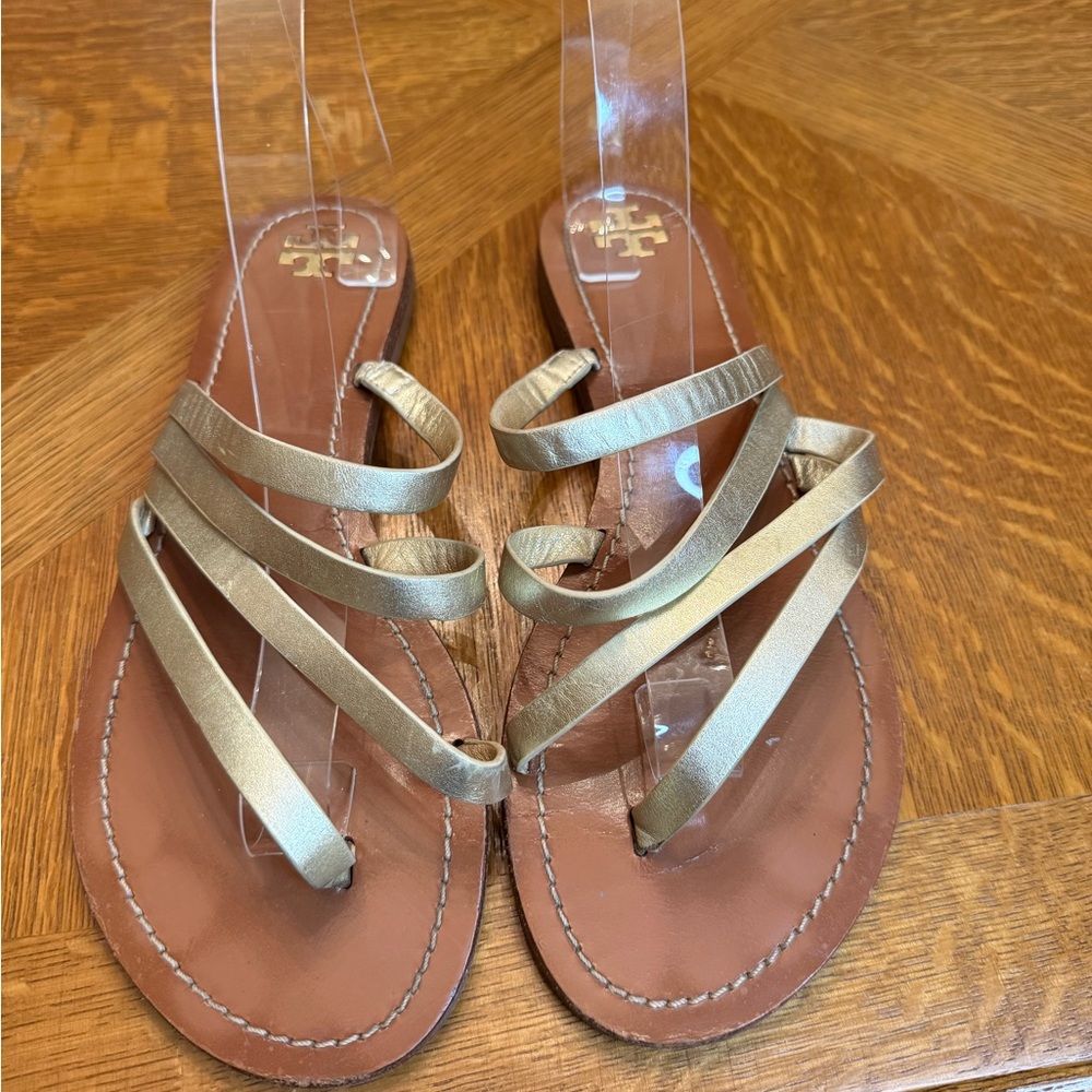 Tory Burch Metallic Gold Strappy Sandals
